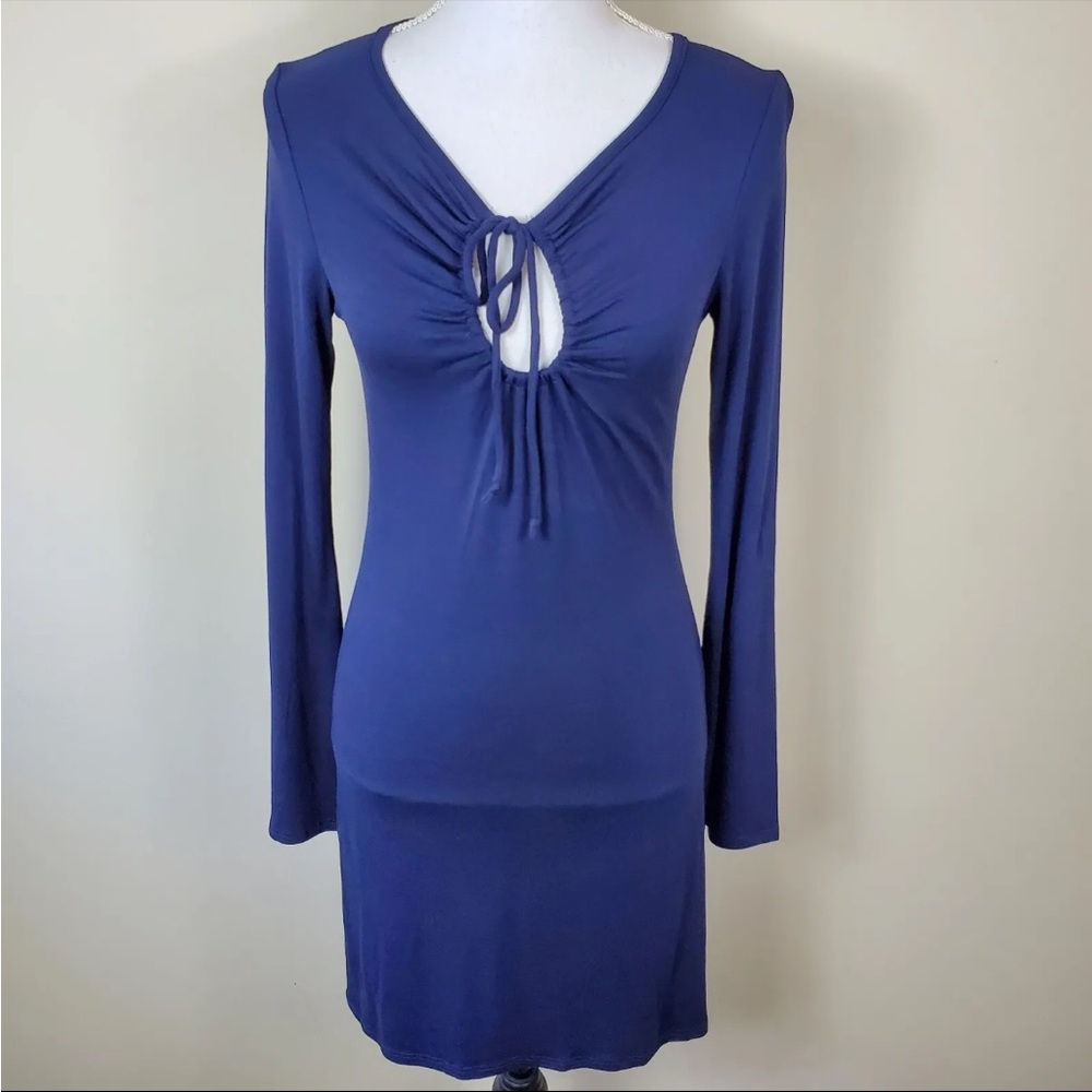 NWT Loveappella Women’s Navy Blue Long Sleeve Cut Out Dress Size Extra Small